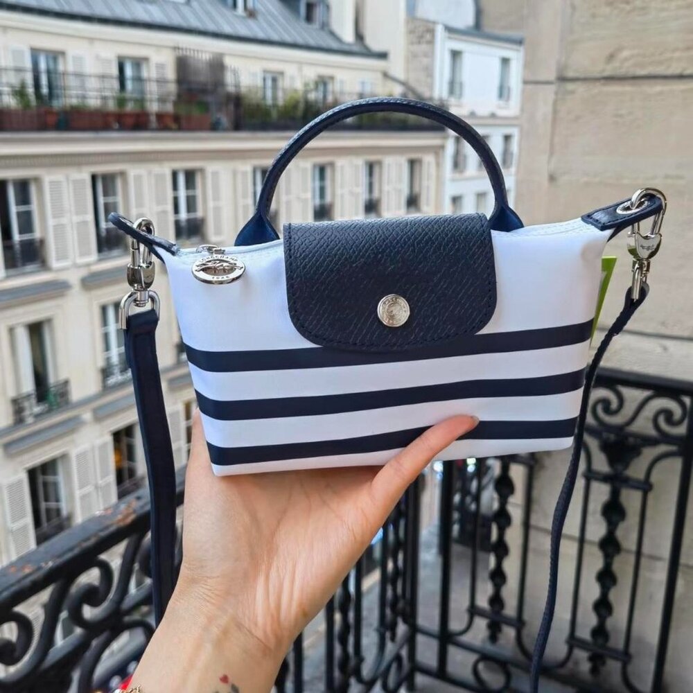 Le Pliage XS Mini Marinière Cosmetics Case with Straps 🎀👜✨
